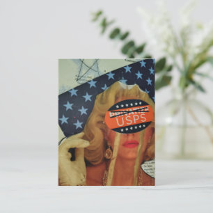 Surreal Woman Cries Gold Tears Collage Postcard