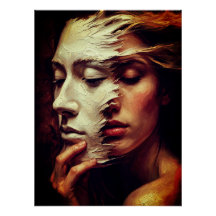 Surreal Woman Portrait with Painted Mask