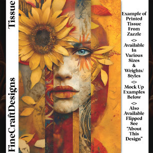 Surreal Woman & Sunflower Collage DS7R Decoupage Tissue Paper