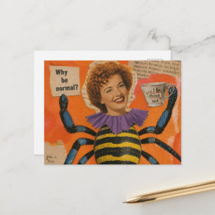 Surreal Woman With A Spider Body Collage Postcard