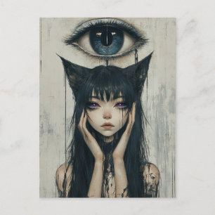 Surreal Woman with cat ears Postcard