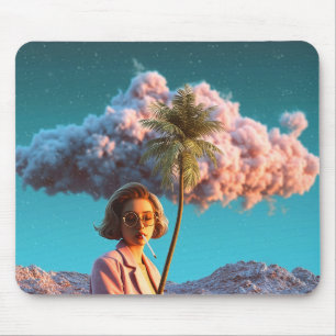 Surreal Woman with Palm Tree Mouse Mat