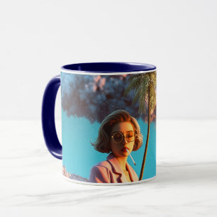 Surreal Woman with Palm Tree Mug