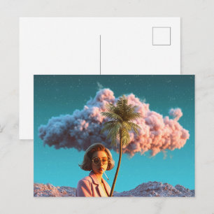 Surreal Woman with Palm Tree Postcard