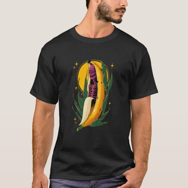 Surreal Yellow Banana Fruit with Skeleton Inside F T-Shirt (Front)