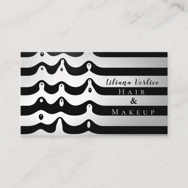 Surreal Zebra Print Stripes Makeup Business Card (Front)