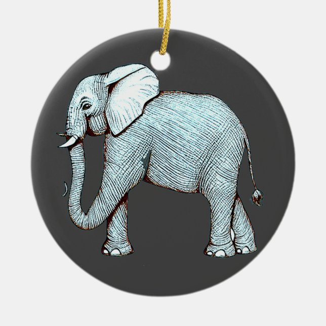 Surrealephant - Surreal Elephant Illustration Ceramic Tree Decoration (Front)