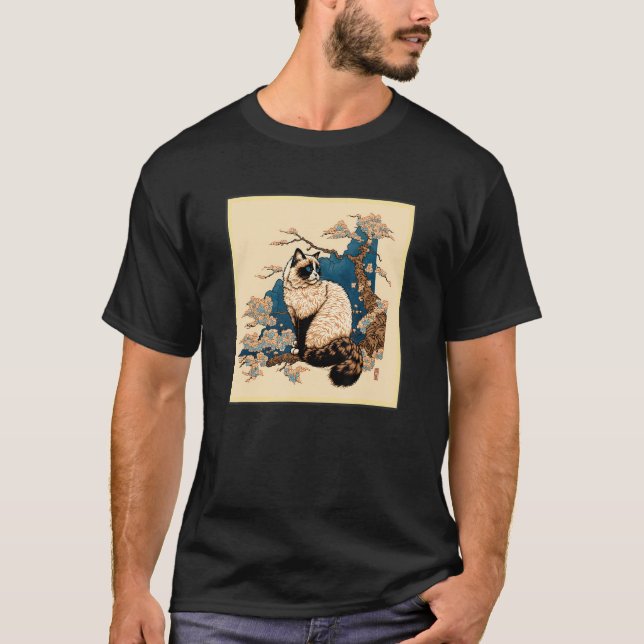 Surrealism Japanese Painting Ragdoll cat T-Shirt (Front)