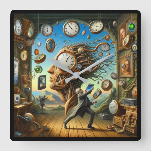 Surrealism Square Wall Clock (Front)