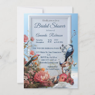 Surrealist Art with Flowers & Birds Invitation