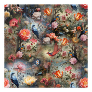 Surrealist Art with Flowers & Birds Photo Print