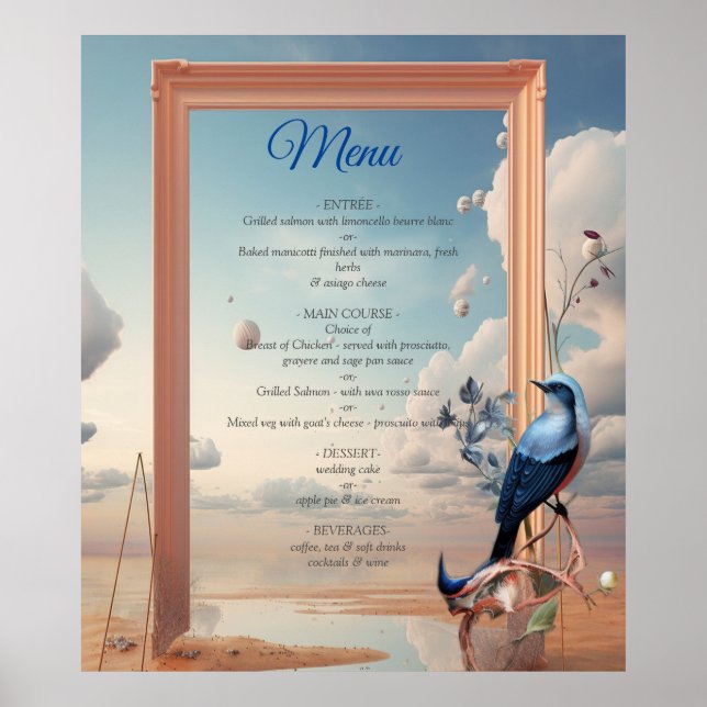 Surrealist Art with Flowers & Birds Poster (Front)