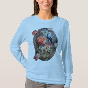 Surrealist Art with Flowers & Birds T-Shirt