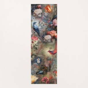 Surrealist Art with Flowers & Birds Yoga Mat