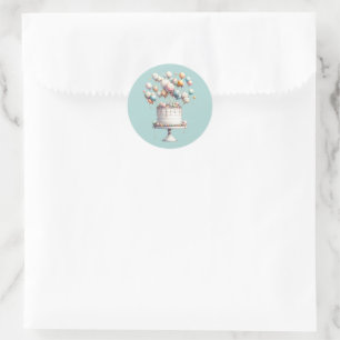 Surrealist Balloons and Birthday Cake Classic Round Sticker