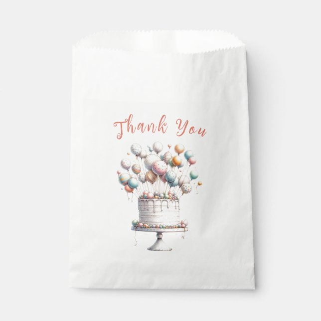 Surrealist, Balloons and Birthday Cake Thank You Favour Bags (Front)
