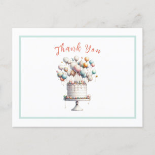 Surrealist, Cute Balloons and Birthday Cake Postcard