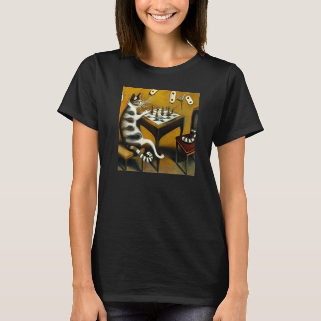 Surrealist Dream like Oil Painting Of Cut Playing  T-Shirt (Front)