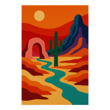 Surrealist Landscape with Bright Colors