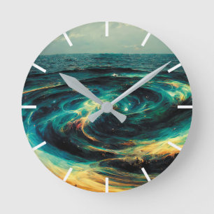 Surrealistic Art   A Galaxy Of Ocean Round Clock