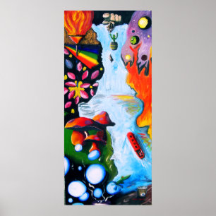 Surrealistic Dali Style Mushroom Wonderland Poster