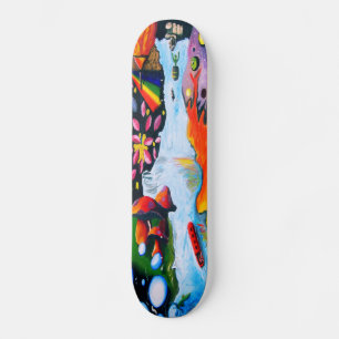 Surrealistic Dali Style Mushroom Wonderland Skateboard