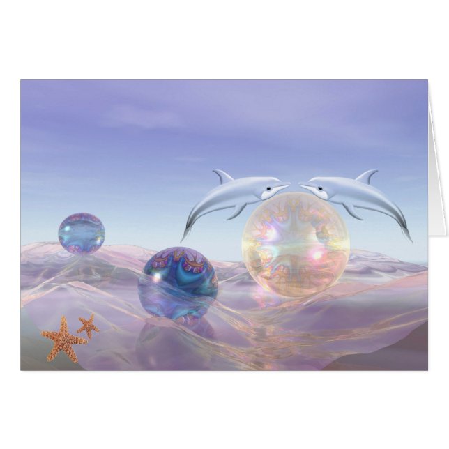 surrealistic Fantasy cards with Dolphins (Front Horizontal)