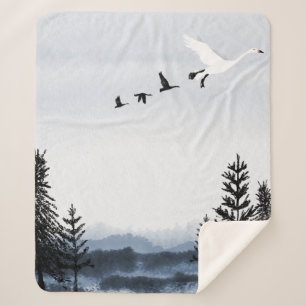 Surrealistic winter landscape sherpa blanket