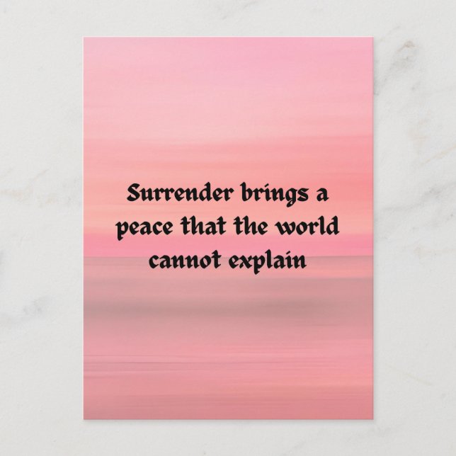 Surrender brings peace christian typography  postcard (Front)