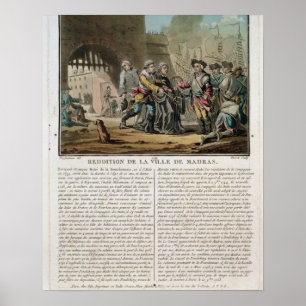 Surrender of the city of Madras, 1746, engraved by Poster