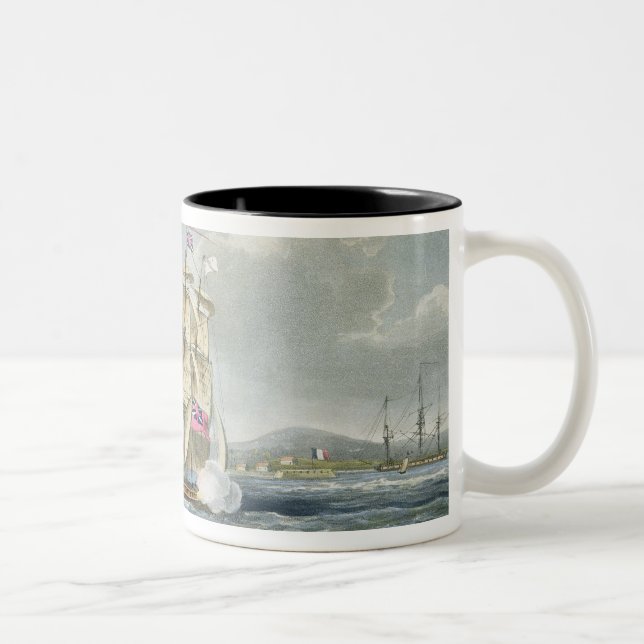 Surrender of the fort of Tamatave, engraved by T. Two-Tone Coffee Mug (Right)