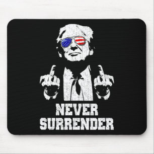 Surrender President Donald Trump Middle Finger  Mouse Mat