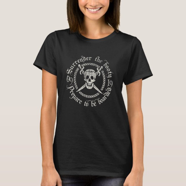 Surrender The Booty Pirate Vintage T-Shirt (Front)