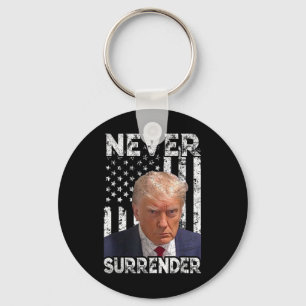 Surrender Trump Mug Shot 2024 American Flag Women Key Ring