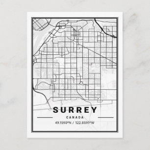 Surrey British Columbia Canada Travel City Map Postcard