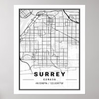 Surrey British Columbia Canada Travel City Map