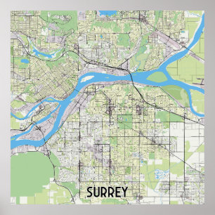Surrey Canada map Poster