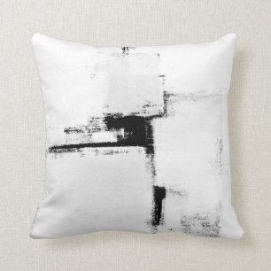 'Surround' Black and White Abstract Art Pillow