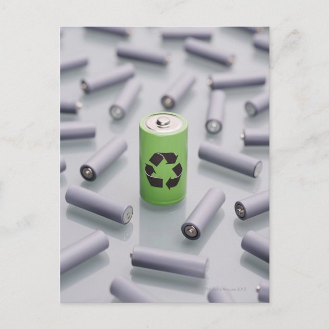 Surrounded by smaller grey batteries. postcard (Front)