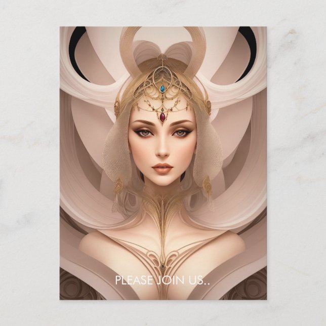 Surrounded Cyborg Goddess Postcard (Front)