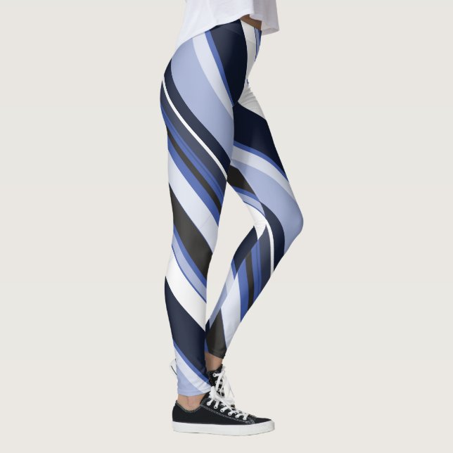 Surrounding Monotone Contemporary Diagonal Stripes Leggings (Right)