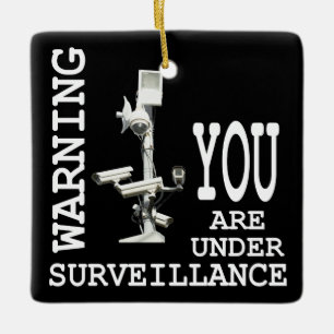 Surveillance video cameras ceramic ornament