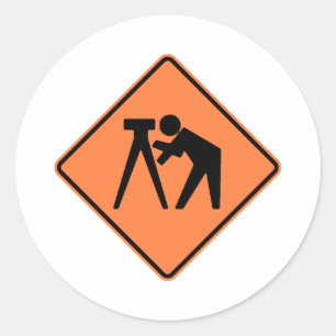 Survey Crew Highway Sign Classic Round Sticker