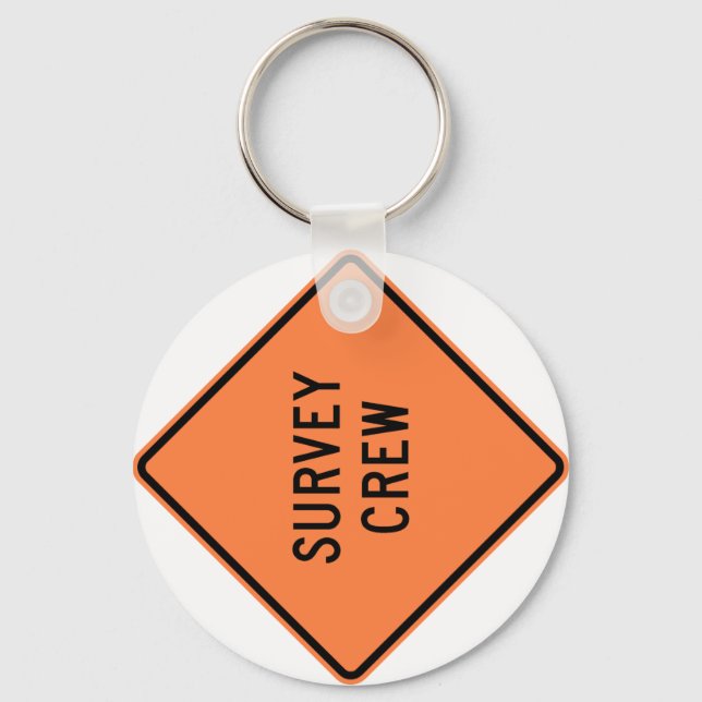 Survey Crew Highway Sign Key Ring (Front)