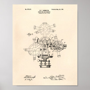 Surveying Instrument 1901 Patent Art Old Peper Poster