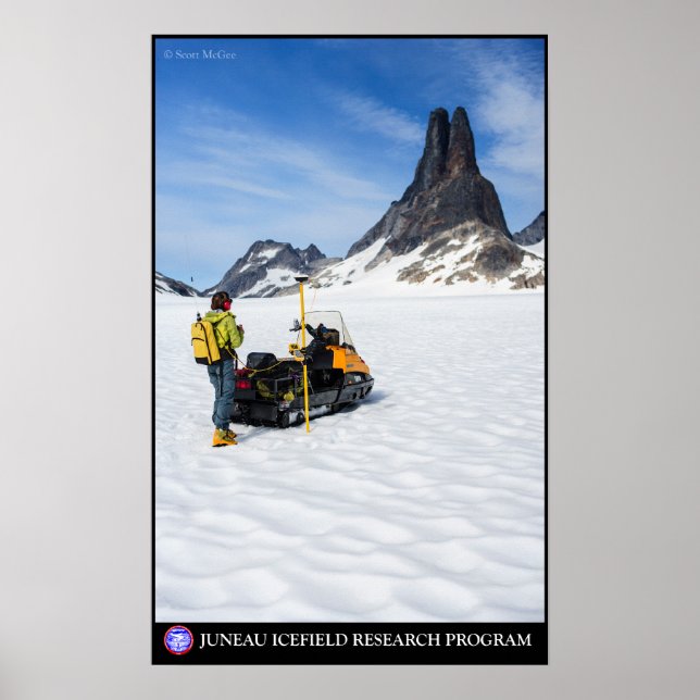 Surveying near Michael's Sword -- Juneau Icefield Poster (Front)