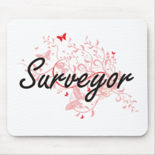 Surveyor Artistic Job Design with Butterflies Mouse Mat