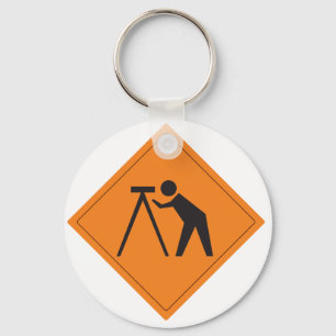 Surveyor at Work Sign Key Ring