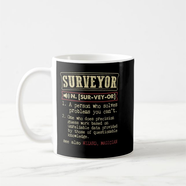 Surveyor Dictionary Definition Term Coffee Mug (Left)