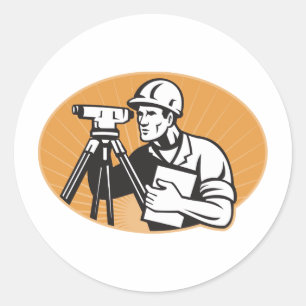 Surveyor Engineer Theodolite Total Station Classic Round Sticker
